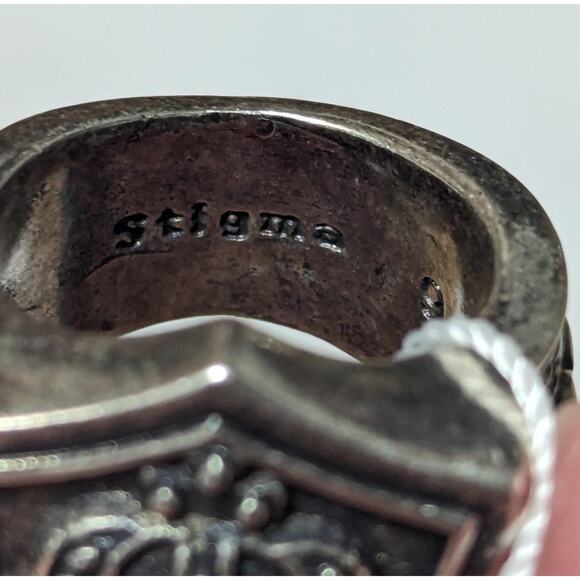 Stigma Mens Size 9 Shield Crown Ring Gothic Silver-tone by Kim Min Sun - Picture 6 of 10